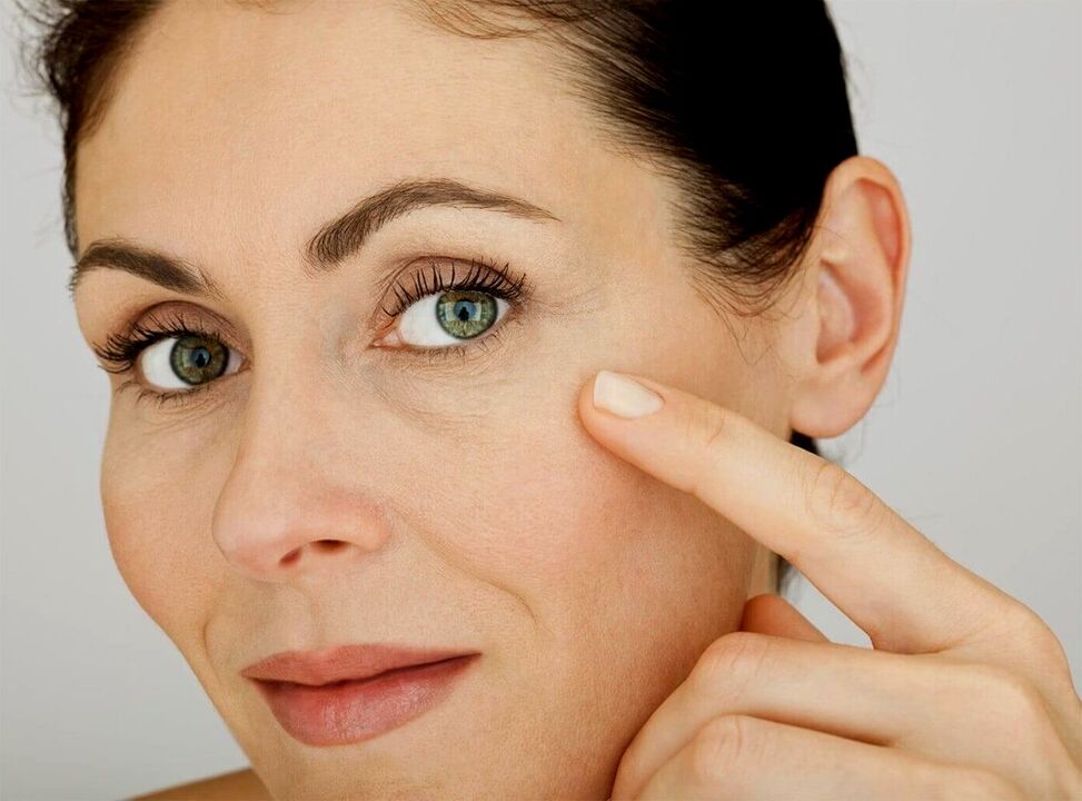 The aging of the skin under the eyes